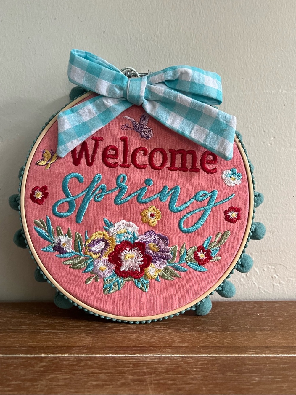 NEW The Pioneer Woman "Welcome Spring" Embroidery Wall Decor